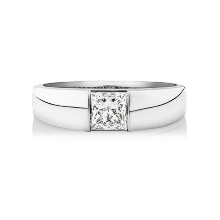Laboratory-Created 1 Carat Men's Ring in 14ct White Gold Laboratory-Created 1 Carat Men's Ring in 14ct White Gold