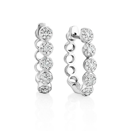 Bubble Huggie Earrings with 0.25 Carat TW of Diamonds in 10ct White Gold