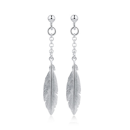 Feather Drop Earrings in Sterling Silver Feather Drop Earrings in Sterling Silver