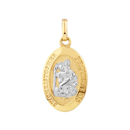 St Christopher Pendant in 10ct Yellow & White Gold St Christopher Pendant in 10ct Yellow & White Gold