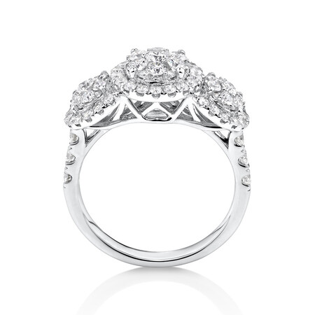 3 Stone Cluster Ring with 1.50 Carat TW of Diamonds in 14kt White Gold 3 Stone Cluster Ring with 1.50 Carat TW of Diamonds in 14kt White Gold