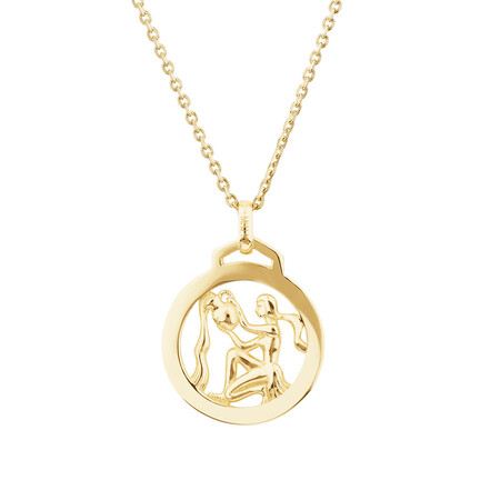 Aquarius Zodiac Pendant with Chain in 10kt Yellow Gold Aquarius Zodiac Pendant with Chain in 10kt Yellow Gold