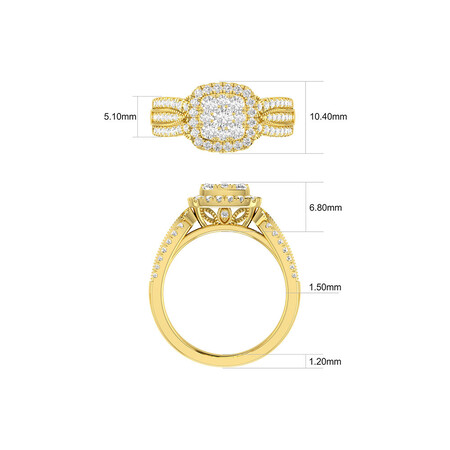 Ring with 1 Carat TW of Diamonds in 10kt Yellow Gold Ring with 1 Carat TW of Diamonds in 10kt Yellow Gold
