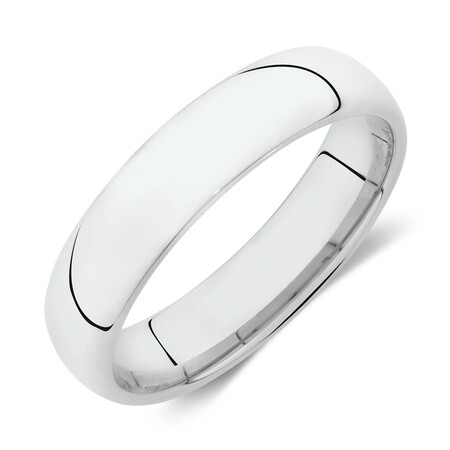 5mm High Domed Wedding Band in 10kt White Gold