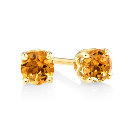 4mm Stud Earrings with Citrine in 10ct Yellow Gold 4mm Stud Earrings with Citrine in 10ct Yellow Gold