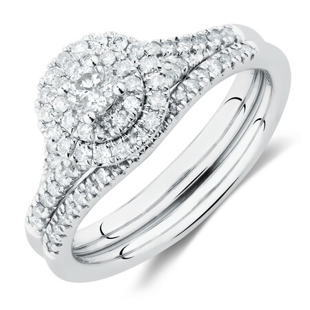 Bridal Set With 0.60 Carat TW of Diamonds In 10kt White Gold Bridal Set With 0.60 Carat TW of Diamonds In 10kt White Gold
