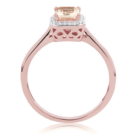 Ring with Morganite & Diamonds in 10ct Rose Gold Ring with Morganite & Diamonds in 10ct Rose Gold