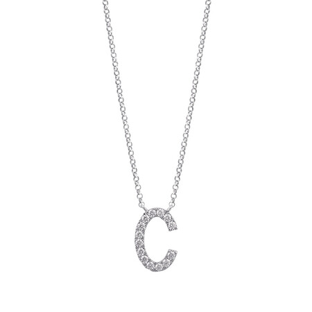 "C" Initial necklace with 0.10 Carat TW of Diamonds in 10ct White Gold "C" Initial necklace with 0.10 Carat TW of Diamonds in 10ct White Gold