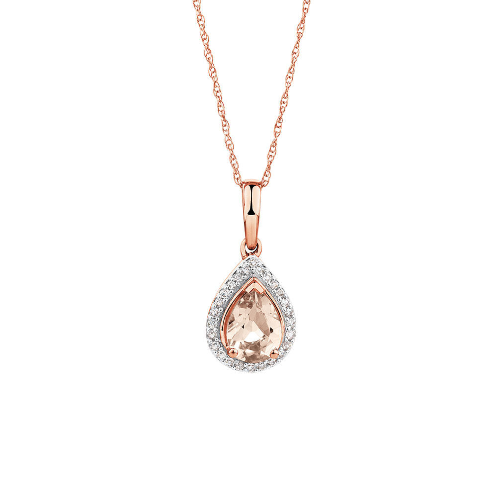 Pendant with Morganite & Diamonds in 10ct Rose Gold