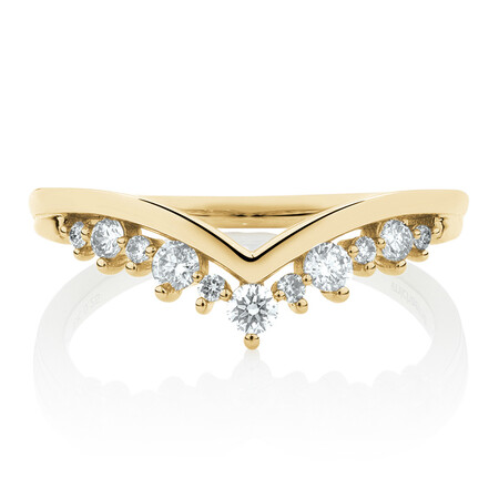 Chevron Ring with 0.25 Carat TW of Diamonds in 10ct Yellow Gold Chevron Ring with 0.25 Carat TW of Diamonds in 10ct Yellow Gold