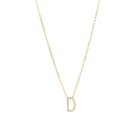 "D Initial Necklace with 0.10 Carat TW of Diamonds in 10kt Yellow Gold