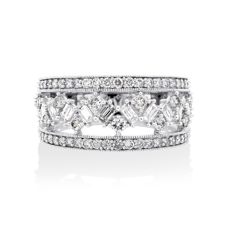 Three Row Ring with 1 Carat TW of Diamonds in 10ct White Gold Three Row Ring with 1 Carat TW of Diamonds in 10ct White Gold