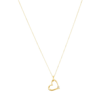 Heart Pendant with A Diamond in 10ct Yellow Gold Heart Pendant with A Diamond in 10ct Yellow Gold