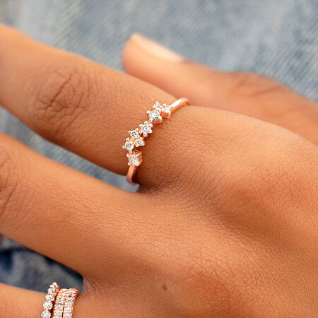 Stacker Ring with 0.18 Carat TW of Diamonds in 10ct Rose Gold Stacker Ring with 0.18 Carat TW of Diamonds in 10ct Rose Gold