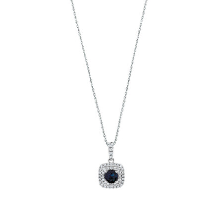 Michael Hill Designer Pendant With Sapphire & 0.20 Carat TW Of Diamonds In 10ct White & Rose Gold Michael Hill Designer Pendant With Sapphire & 0.20 Carat TW Of Diamonds In 10ct White & Rose Gold