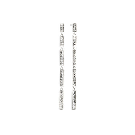 Drop Earrings with 0.16 Carat TW of Diamonds in 10ct White Gold Drop Earrings with 0.16 Carat TW of Diamonds in 10ct White Gold
