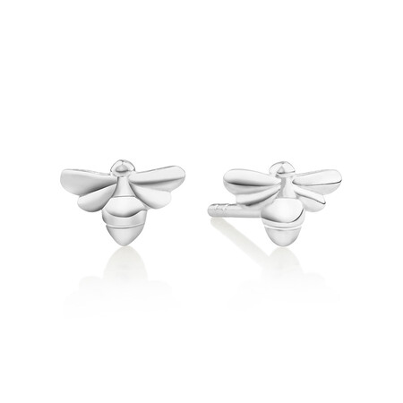 Bee Stud Earrings In Sterling Silver Bee Stud Earrings In Sterling Silver