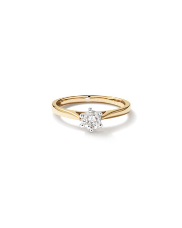 Solitaire Engagement Ring With a 1/2 Carat TW Diamond in 14ct Yellow & White Gold Solitaire Engagement Ring With a 1/2 Carat TW Diamond in 14ct Yellow & White Gold