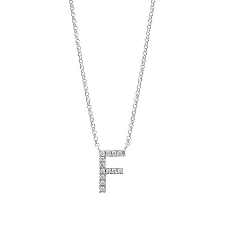 F Initial Necklace with 0.10 Carat TW of Diamonds in 10kt White Gold