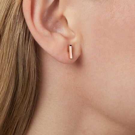 Bar Stud Earrings in 10ct Rose Gold Bar Stud Earrings in 10ct Rose Gold