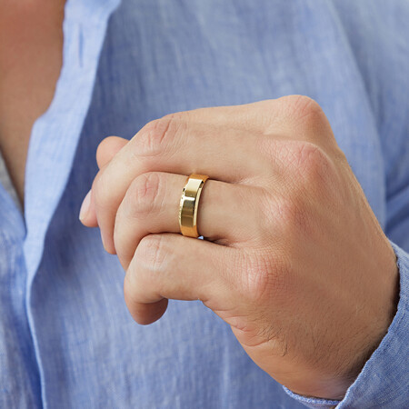 Flat Bevelled Wedding Band in 10ct Yellow Gold Flat Bevelled Wedding Band in 10ct Yellow Gold