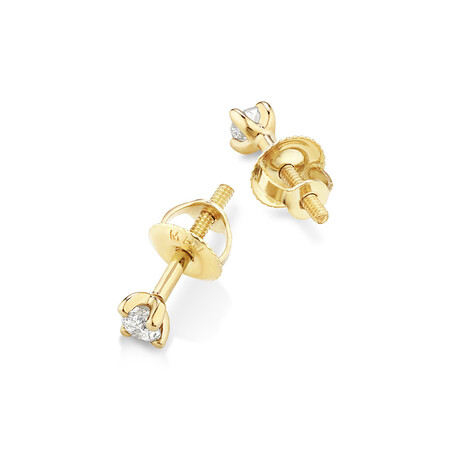 Solitaire Stud Earrings with 0.10 Carat TW of Diamonds in 10kt Yellow Gold Solitaire Stud Earrings with 0.10 Carat TW of Diamonds in 10kt Yellow Gold