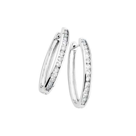 Huggie Earrings with 1 Carat TW of Diamonds in 10ct White Gold Huggie Earrings with 1 Carat TW of Diamonds in 10ct White Gold
