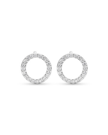 Circle Stud Earrings with Cubic Zirconia in Sterling Silver Circle Stud Earrings with Cubic Zirconia in Sterling Silver