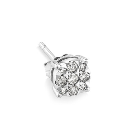 Single Solitaire Stud Earring with 0.12 Carat TW of Diamonds In 10kt White Gold Single Solitaire Stud Earring with 0.12 Carat TW of Diamonds In 10kt White Gold