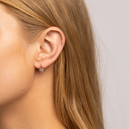 Pear Stud Earrings With Diamonds In 10ct Yellow Gold Pear Stud Earrings With Diamonds In 10ct Yellow Gold