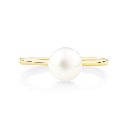 Ring with 7mm Cultured Freshwater Pearl in 10kt Yellow Gold Ring with 7mm Cultured Freshwater Pearl in 10kt Yellow Gold