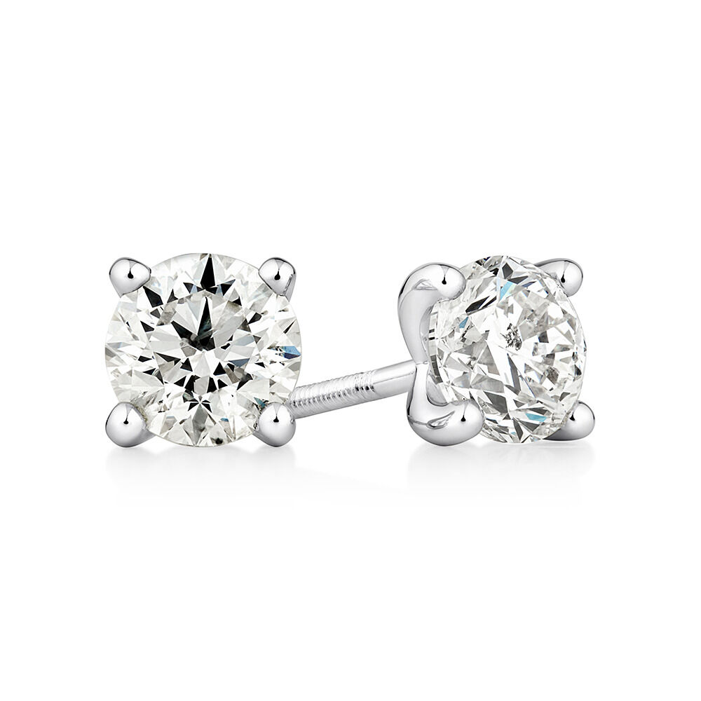 Solitaire Earrings with 1.40 Carat TW of Diamond in 14ct White Gold