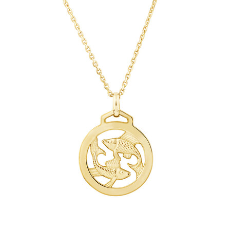 Pisces Zodiac Pendant with Chain in 10kt Yellow Gold Pisces Zodiac Pendant with Chain in 10kt Yellow Gold