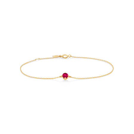 19cm (7.5") Bracelet with Ruby in 10kt Yellow Gold