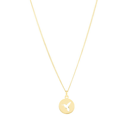 Circle Hummingbird Pendant in 10ct Yellow Gold Circle Hummingbird Pendant in 10ct Yellow Gold
