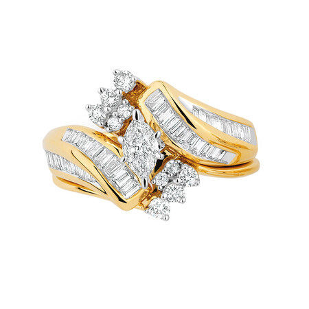 Bridal Set with 1 Carat TW of Diamonds in 14ct Yellow & White Gold Bridal Set with 1 Carat TW of Diamonds in 14ct Yellow & White Gold