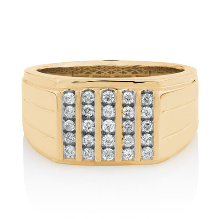 Men's Ring with 0.45 Carat TW of Diamonds in 10ct Yellow Gold Men's Ring with 0.45 Carat TW of Diamonds in 10ct Yellow Gold