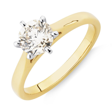 Solitaire Engagement Ring with 1 Carat Diamond in 14kt Yellow/White Gold