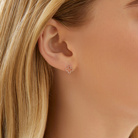 4 Leaf Clover Stud Earrings With Diamonds In 10ct Rose Gold 4 Leaf Clover Stud Earrings With Diamonds In 10ct Rose Gold