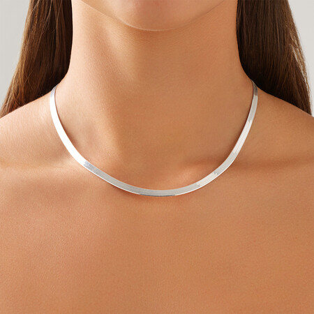 45cm (17") 4.5mm-5mm Width Snake Chain In Sterling Silver 45cm (17") 4.5mm-5mm Width Snake Chain In Sterling Silver