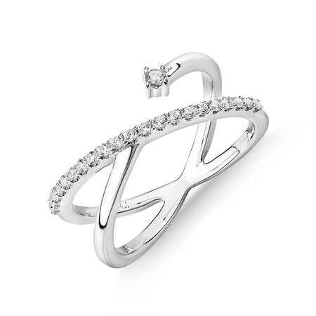 Crossover Ring with Cubic Zirconia in Sterling Silver Crossover Ring with Cubic Zirconia in Sterling Silver
