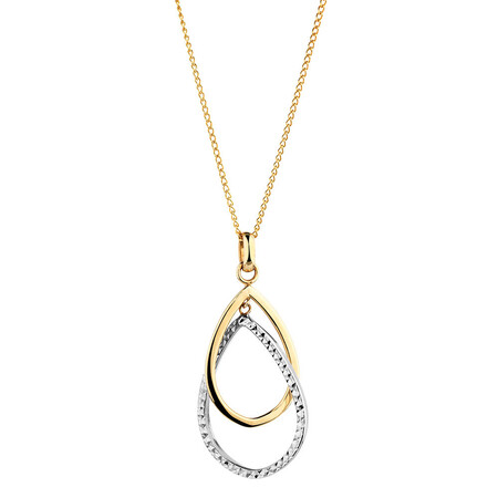 Teardrop Pendant in 10ct Yellow & White Gold Teardrop Pendant in 10ct Yellow & White Gold