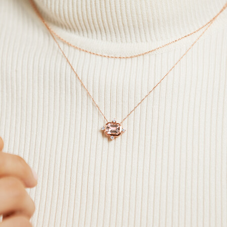 Morganite Bezel Pendant with Diamonds in 10kt Rose Gold Morganite Bezel Pendant with Diamonds in 10kt Rose Gold