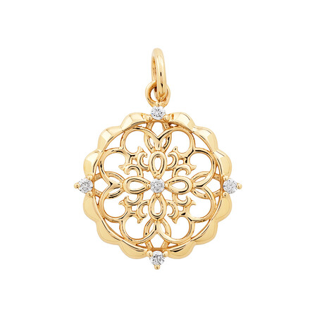 Filigree Pendant with Diamonds in 10kt Yellow Gold Filigree Pendant with Diamonds in 10kt Yellow Gold