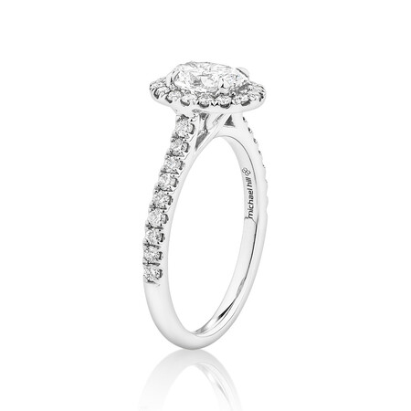 Oval Halo Ring with 1.38 Carat TW of Diamonds in 14kt White Gold Oval Halo Ring with 1.38 Carat TW of Diamonds in 14kt White Gold