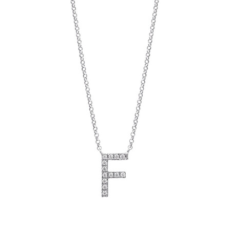 F Initial Necklace with 0.10 Carat TW of Diamonds in 10kt White Gold F Initial Necklace with 0.10 Carat TW of Diamonds in 10kt White Gold