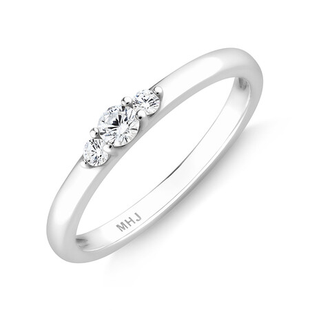 Three Stone Ring with Cubic Zirconia in Sterling Silver