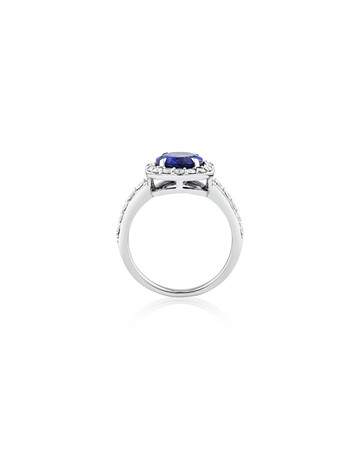 Oval Ring with Tanzanite & 0.76 Carat TW of Diamonds in 14kt White Gold Oval Ring with Tanzanite & 0.76 Carat TW of Diamonds in 14kt White Gold