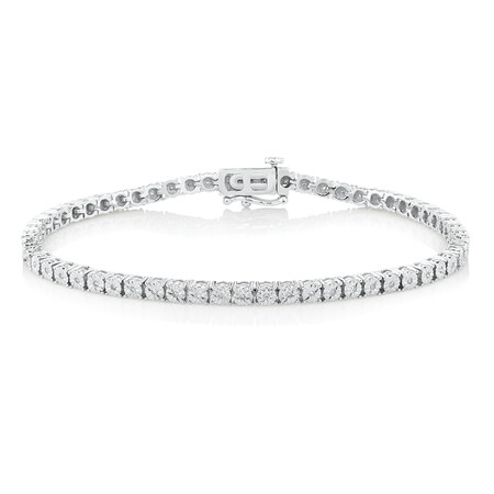Tennis Bracelet with 1 Carat TW of Diamonds in Sterling Silver 18.5cm