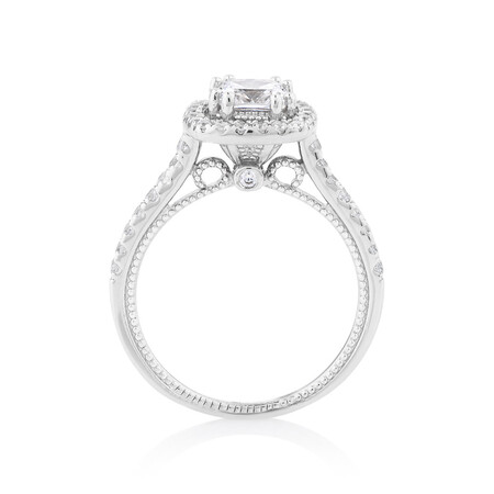 Halo Ring with Cubic Zirconia in Sterling Silver Halo Ring with Cubic Zirconia in Sterling Silver